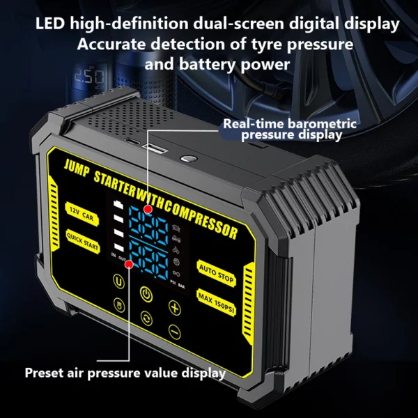 3000A Car Jump Starter 22200mAh/16000mAh 1500A Power Bank 150PSI Pump Air Compressor Emergency Battery Booster Power Bank Start