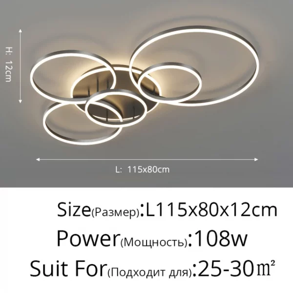 Smart Home Modern Round Design LED Ceiling Chandelier For Living Room Restaurant Bedroom Circle Rings Lighting Fixture Luminaire