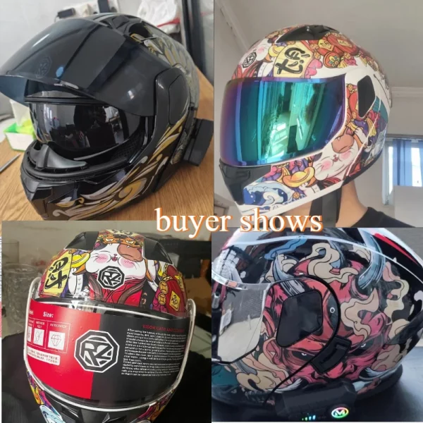 New Motorcycle Professional Racing Flip Up Helmet ABS Material Modular Dual Lens Bluetooth Helmets DOT  full face helmet