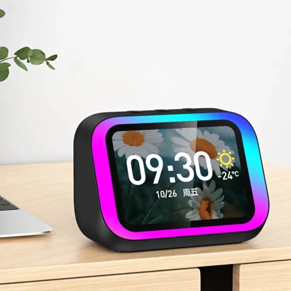 S76224326b9384181a020ebc2b52e174eU.webp Smart Alarm Clock Bluetooth Speaker AI Intelligent Wireless Weather Display Night Light Music Stories Player Perfect Gift