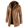 Coat Windproof Clothes Men's Hooded Long Leather coat Men's Leather Motorcycle Leather fashion Winter Korean Fashion Jacket