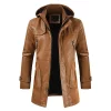 Coat Windproof Clothes Men's Hooded Long Leather coat Men's Leather Motorcycle Leather fashion Winter Korean Fashion Jacket