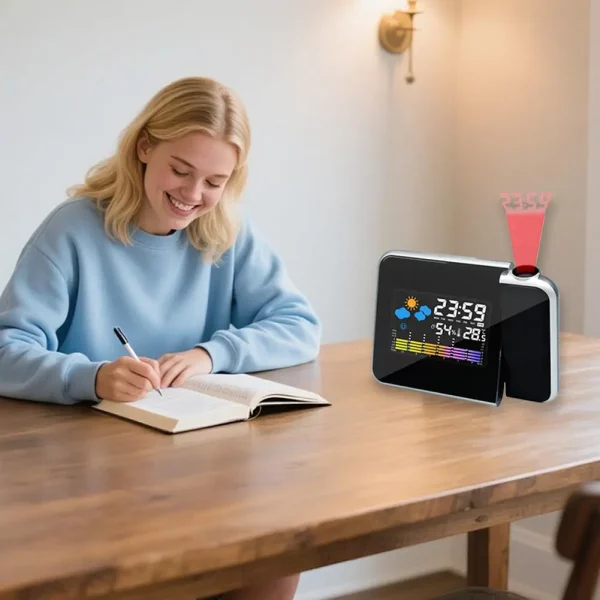 S7abedcfe127c45e897225ea6b9c116d74.webp Smart Alarm Clock with Night Backlight Digital LED Projector Adjustable Projection Angle for Home Living Room Bedroom