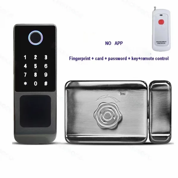 S7acd97f23ff24645ac43d3fabf2ae2f2a.webp Waterproof Outdoor Door Smart Rim Lock Digital WiFi Remote Fingerprint Electric Electronic Smart Door Lock with Tuya TTLock App