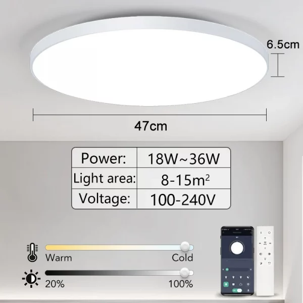 Smart LED Ceiling Light APP Luster Remote Control Appliance 36W 50W 80W interior Home Decor Fixture Bathroom Bedroom