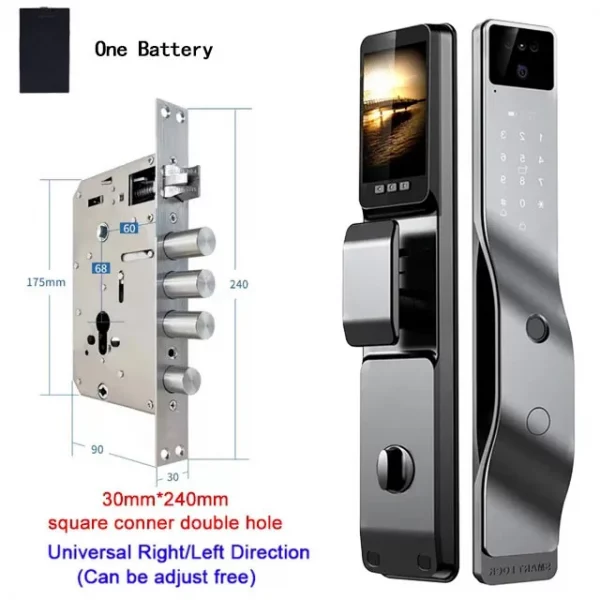 S7bb4c80cc8354bf2b315c81b2b6b96d75.webp Tuya App Smart Lock Household Anti-theft Door Fingerprint Lock With Camera Password Lock Large Door Lock