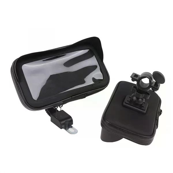 Motorcycle Handlebar Mount Phone Holder Waterproof Bike Phone Pouch With Sunvisor Rain Cover 360 Degree Rotating