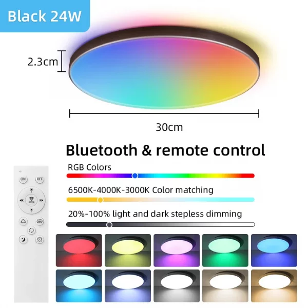 Smart lamp Led RGB Ceiling Light 24W Dimmable 110V-265V Ultra Thin Bluetooth APP Control Lamps for room led light Global version