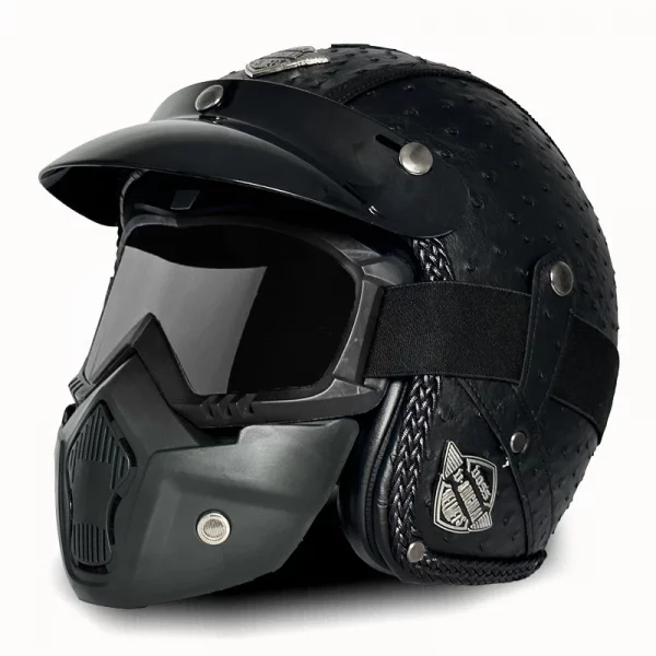 Retro Helmet Motorcycle Open Face Helmets PU Leather Casco Moto Helmet Vintage Capacete De Moto Motorcycle Equipments ECE DOT