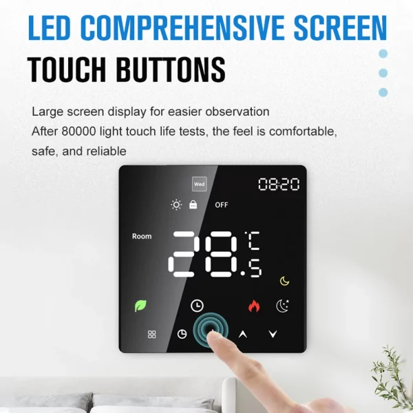 Smart Thermostat for Home Touchscreen Programmable Temperature Control IP20 Protection Auto/Manual Mode Digital Thermostat