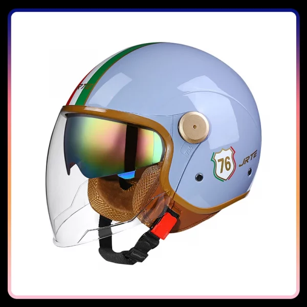 Retro Semi-open Motorcycle Helmets Men Women DOT ECE Open Face Helmets Daul Lens Cascos Para Motos 3/4 Open Half Helmet