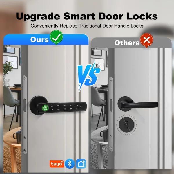 S82fe76cc6b0f46459061542d3860d86eI.webp Smart Lock For Main Door Tuya Smart Home Fingerprint Electronic Door Lock APP Remote Unlocking Residential Automation With Alexa