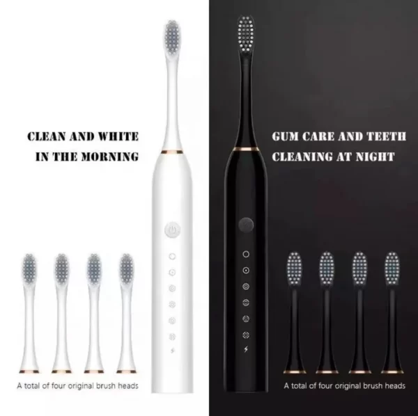 Sonic Electric Toothbrush 3 Brush Heads for Adults IPX7 Waterproof DuPont Brush Head USB Rechargeable High Frequency Cleaning