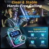 Bluetooth 5.3 FM Transmitter for Car Stronger Dual Mics Deep Bass Sound 48W PD&QC3.0 Car Charger Bluetooth Adapter
