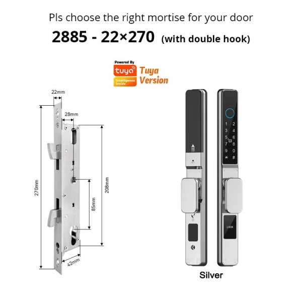 S8d097c87069f45b7b2fbae79821ab549P.webp Smart Door Lock Waterproof Aluminum Electronic Sliding Door Lock Tuya Fingerprint Biometric Password NFC Card Remote APP Control