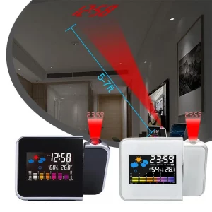 Smart Alarm Clock with Night Backlight Digital LED Projector Adjustable Projection Angle for Home Living Room Bedroom