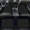 [Absorbent Car Floor Mats] 4pcs Universal Fit Car Floor Mats Set - Absorbent, Non-Slip, Washable Polyester Fiber - Checkered Pat