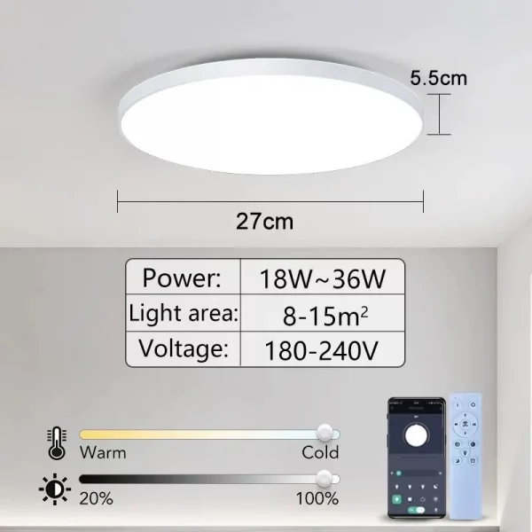Smart Led Ceiling Lamp 36W 50W 220V Dimmable Modern Led Ceiling Lights With APP Remote Control For Bedroom Living Room