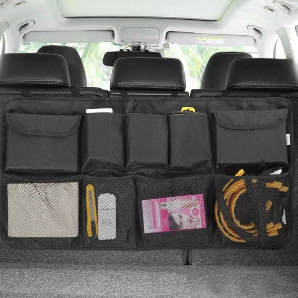 Car Trunk Organizer Adjustable Backseat Storage Bag Net High Capacity Multi-use Oxford Automobile Seat Back Organizers Universal