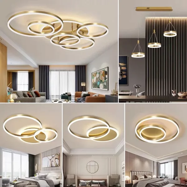 Smart Home Modern Round Design LED Ceiling Chandelier For Living Room Restaurant Bedroom Circle Rings Lighting Fixture Luminaire