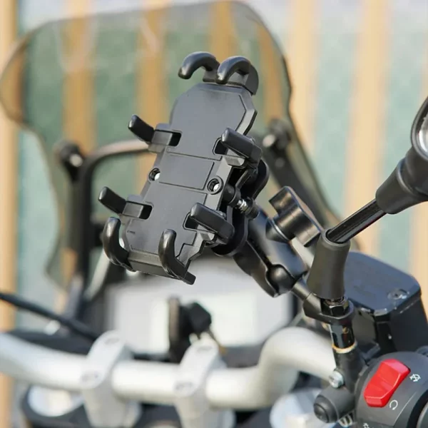 S9458d021faf242dba2372e8ae41c69b6J.webp Moto Motorcycle Phone Mount Handlebar Holder Shockproof GPS Bracket Motorbike Scooter Universal Anti-vibration Smartphone Clamp