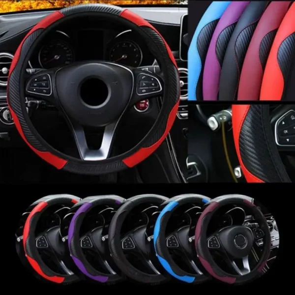 A Car Steering Wheel Cover，Universal15Inch Non-Slip Automobile Steering Wheel Protective Cover Car Decoration Accessories