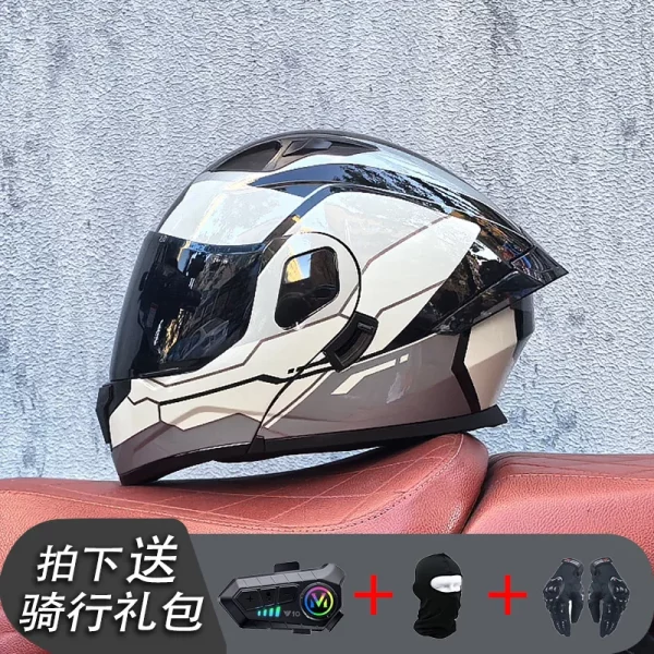 New Motorcycle Professional Racing Flip Up Helmet ABS Material Modular Dual Lens Bluetooth Helmets DOT  full face helmet