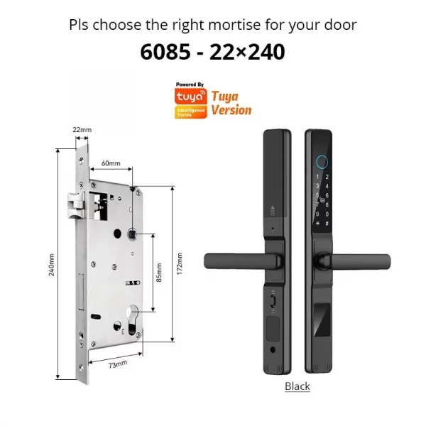 S9a8a9dc2c38746d4a2d0e096e8dc499bu.webp Smart Door Lock Waterproof Aluminum Electronic Sliding Door Lock Tuya Fingerprint Biometric Password NFC Card Remote APP Control