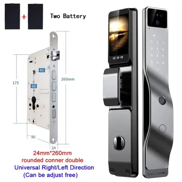 S9d87b92372e841a59f702e57e63115edd.webp Tuya App Smart Lock Household Anti-theft Door Fingerprint Lock With Camera Password Lock Large Door Lock