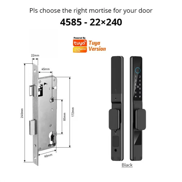 S9ea03aa5121f41d38746794eee5a0c1ek.webp Smart Door Lock Waterproof Aluminum Electronic Sliding Door Lock Tuya Fingerprint Biometric Password NFC Card Remote APP Control