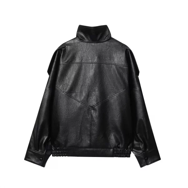 MUJER Faux Leather Women's Jacket Black Oversize Bomber Jackets for Women Outerwears Winter Overcoat Female Fashion Jacket Woman