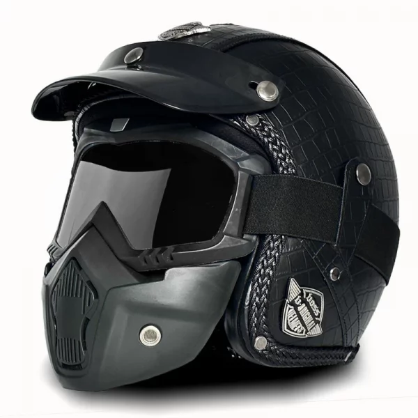 Retro Helmet Motorcycle Open Face Helmets PU Leather Casco Moto Helmet Vintage Capacete De Moto Motorcycle Equipments ECE DOT