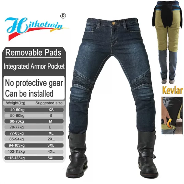 Kevlar Motorcycle Jeans Men Motocross Protective Pants Aramid Sports Racing Riding Gear Spring Autumn