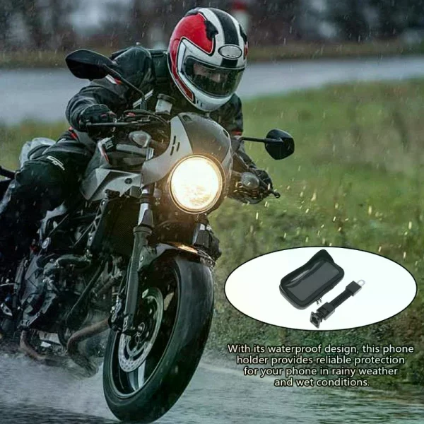 Motorcycle Handlebar Mount Phone Holder Waterproof Bike Phone Pouch With Sunvisor Rain Cover 360 Degree Rotating