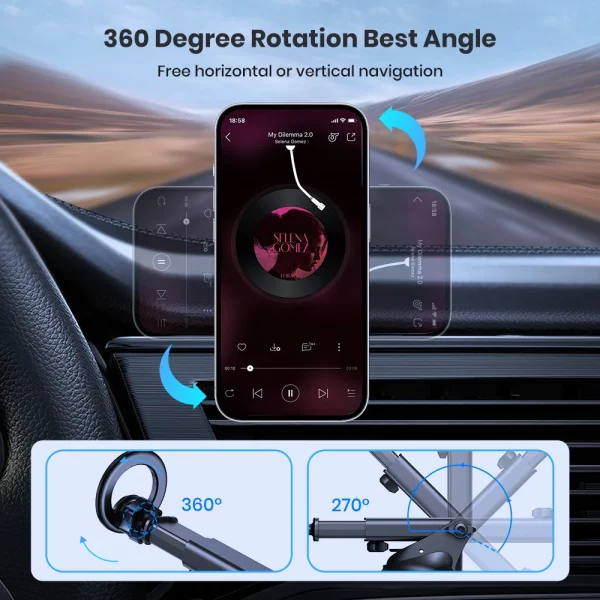 Sa884fd619bd847299bbb1d17f6ef0575W-1.webp TOPK Suction Cup Magnetic Car Phone Holder Universal Mount for Air Vent & Dashboard Windshield Hands Free Stand for Magsafe