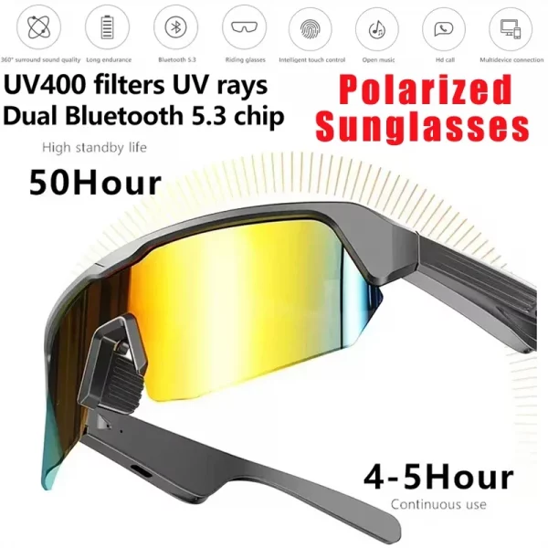 Saada20d42bf6431dbc4febf36e37217fh.webp Smart Glasses Wireless Bluetooth 5.3 Sunglasses Built-in Microphone Speaker Touch&Voice Assistant Compatible Glass for Men Women