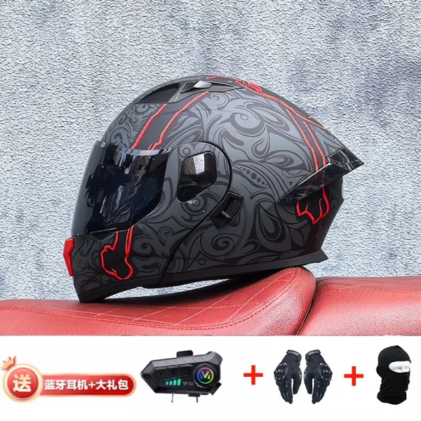 New Motorcycle Professional Racing Flip Up Helmet ABS Material Modular Dual Lens Bluetooth Helmets DOT  full face helmet