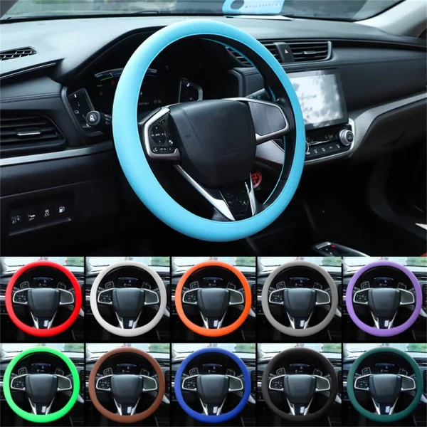 Anti-Slip Silicone Steering Wheel Cover - Universal Fit, Soft & Odorless Fits 14''/15''/16'' Wheels, Durable & All-Season