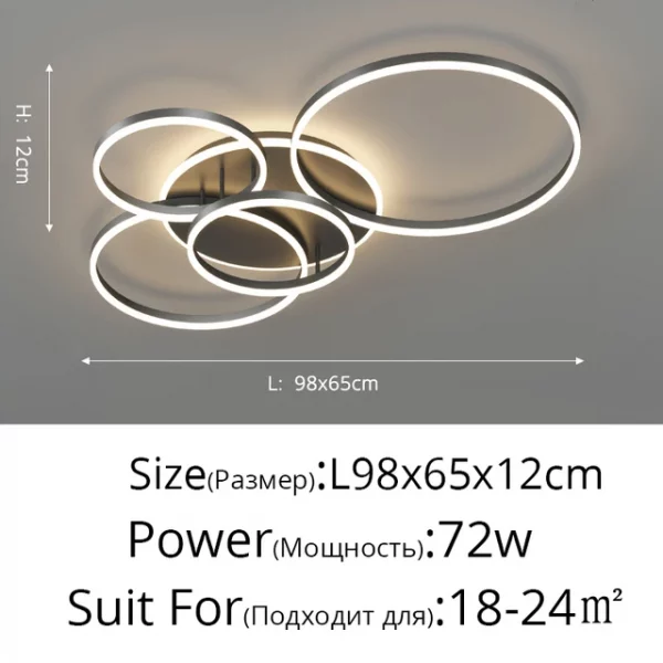 Smart Home Modern Round Design LED Ceiling Chandelier For Living Room Restaurant Bedroom Circle Rings Lighting Fixture Luminaire