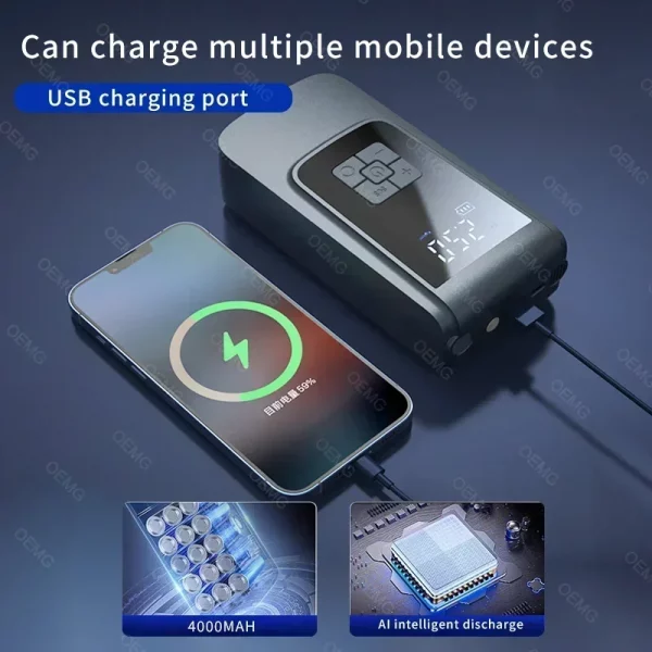 Sb2e5a156dcd74203bab6291772a8bca61.webp Wireless Car Air Pump Portable Air Compressor Electric Tire Inflator with LCD Digital Display for Car Motorcycles Bicycle Ball