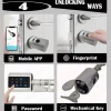 TOPTEQ Tuya Ttlock Fingerprint Waterproof Smart Door Lock Adjustable WiFi BLE Smart Cylinder Lock For Replacing Old Mechanical