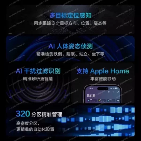 Sb838c148020f4a9cb708574808d40aa94.webp Presence Sensor FP2 WiFi Bluetooth Control Highly accurate positioning wide range sensing