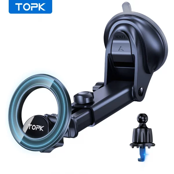 Sba46046b420f4d14a13610843225d6165-2.webp TOPK Suction Cup Magnetic Car Phone Holder Universal Mount for Air Vent & Dashboard Windshield Hands Free Stand for Magsafe