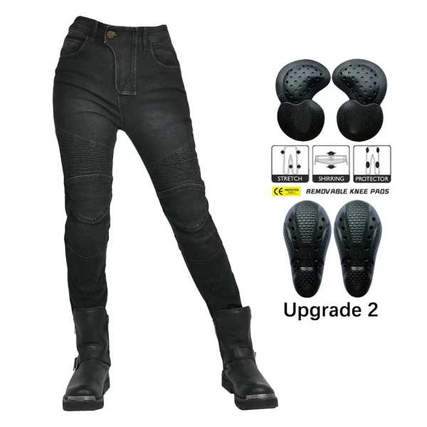 2024 New Motorcycle Jeans Women Upgrade Silicone Protector Detachable Casual Fashion Racing Road Rider Four Seasons Moto Pants