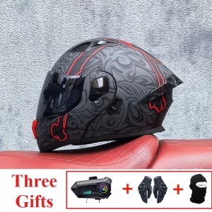 New Motorcycle Professional Racing Flip Up Helmet ABS Material Modular Dual Lens Bluetooth Helmets DOT  full face helmet