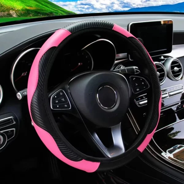 Sbb30d3b5a1a84187a8d33bcf2fb4b24bb.webp Car Steering Wheel Cover Breathable Anti Slip PU Leather Steering Covers Suitable 38cm