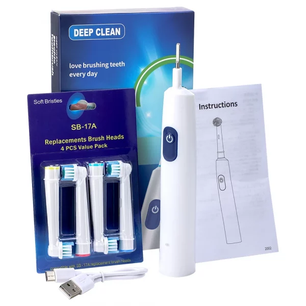Sonic Electric Toothbrush Rechargeable Rotary Adult Waterproof with Timer 5 Modes & 4 Replaceable Brush Heads for Teeth Cleaning