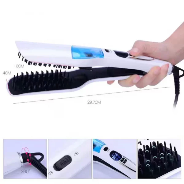 Steam Hair Straightener Brush Anti-scald Negative Ion Hair Care Ceramic Wide Hair Curling Flat Plates Lcd Display Hot Comb