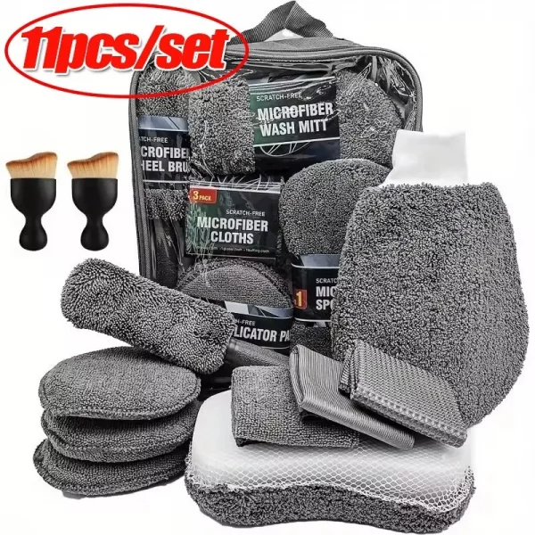 Car Interior Cleaning Essentials Cleaning Tools Microfiber Car Cleaning Kit Tire Brush Scratch Removal Pads Detailing Sponges