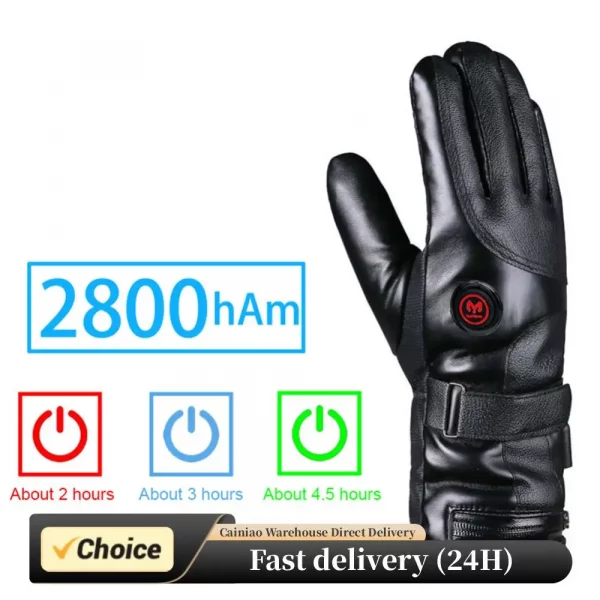Rechargeable Heated Gloves 3 Temperature Levels Waterproof Electric Winter Gloves Hand Warmer for Outdoor Cycling Skiing Hiking